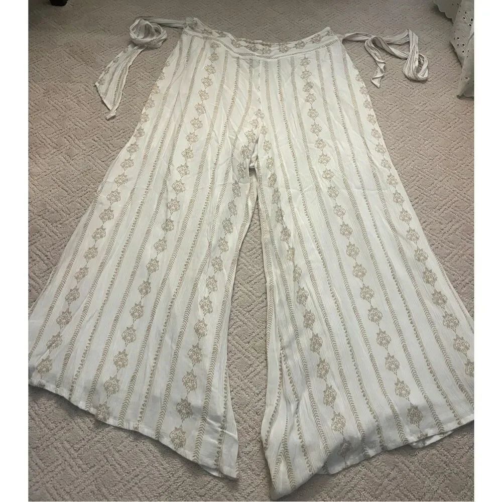Farm Rio Embroidered Wide Leg Lined Pants
